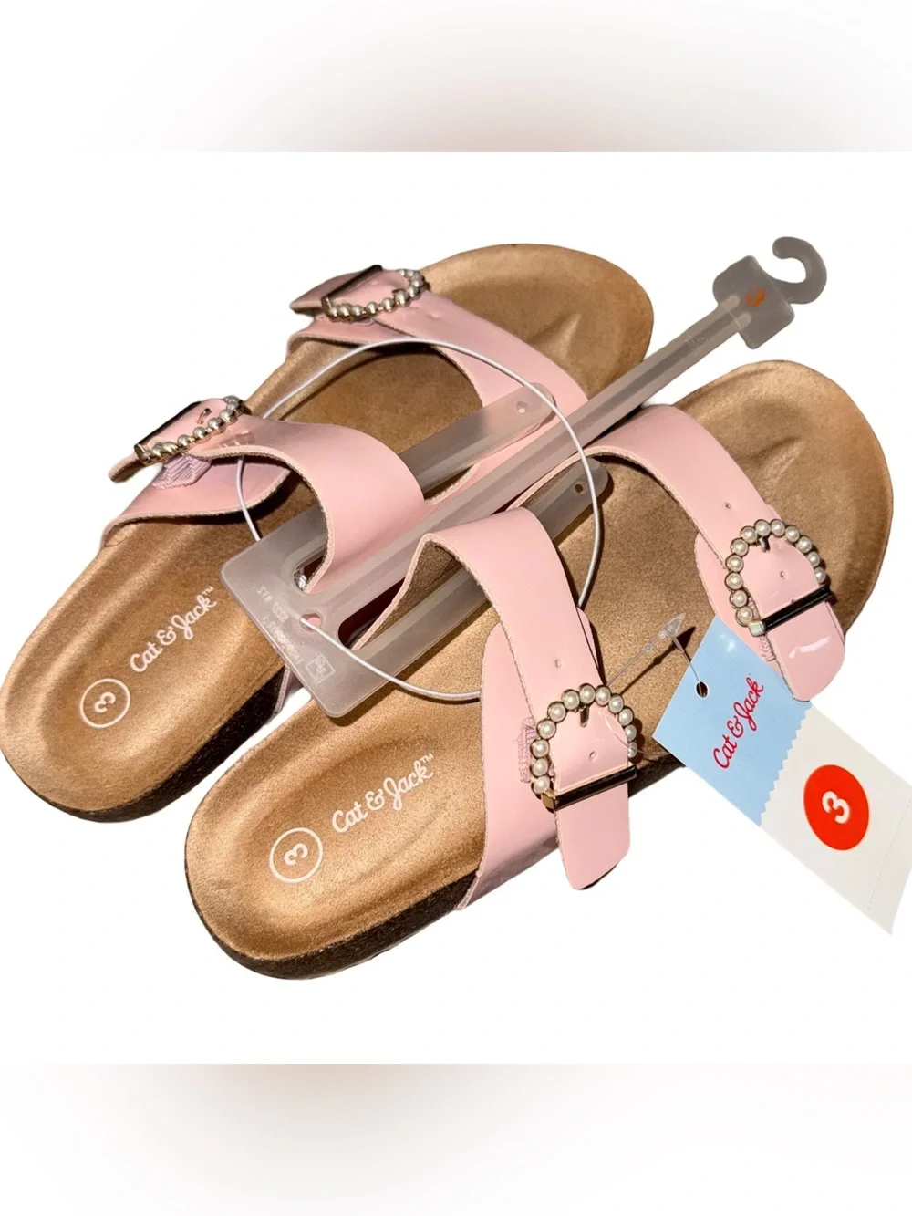 Cat & Jack Little Girl Kids' Drew Footbed Sandals Pink Size 3 New with Tag